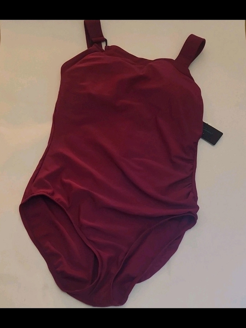 Aqua Green Solid Burgundy One-Piece Swimsuit